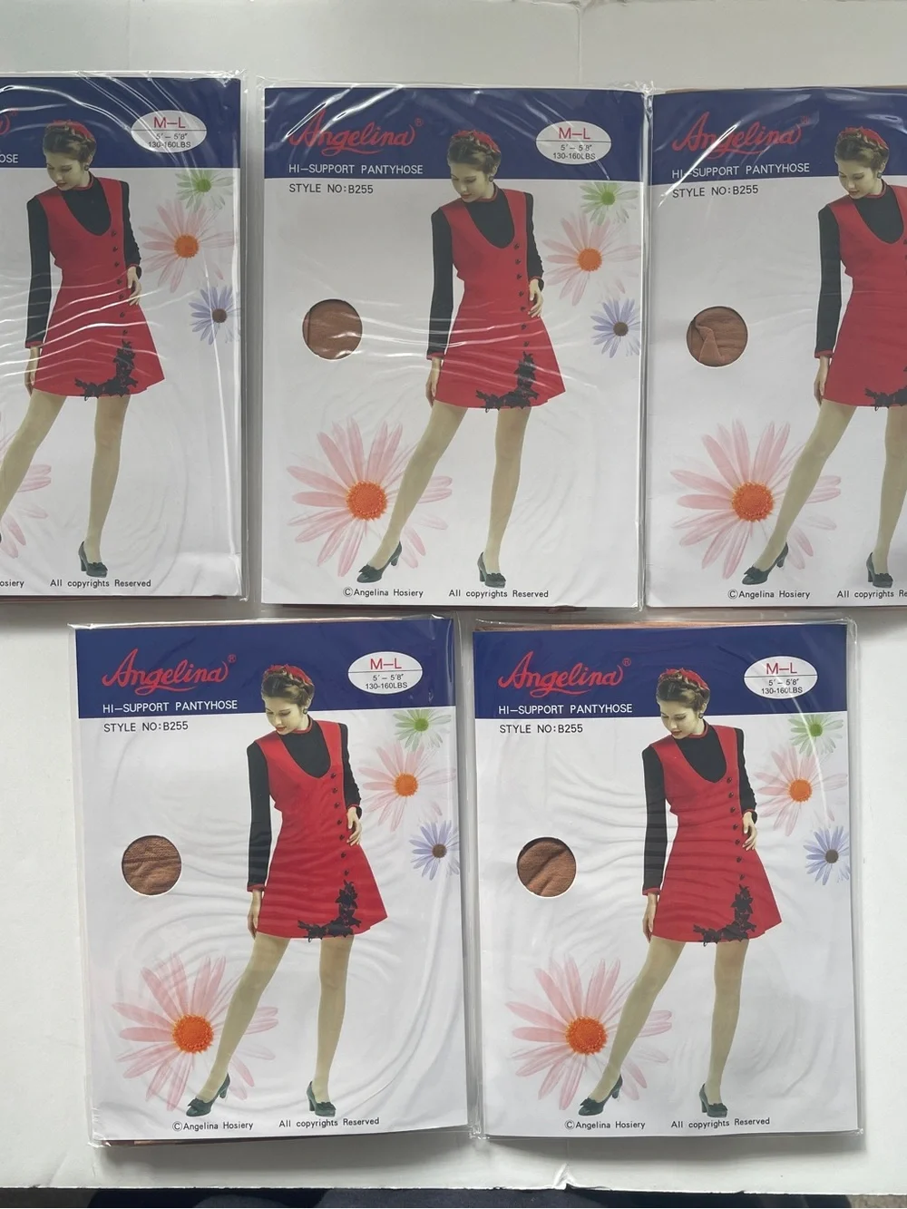 Angelina Hi-Support Pantyhose - Nude, M-L, (5 pack)